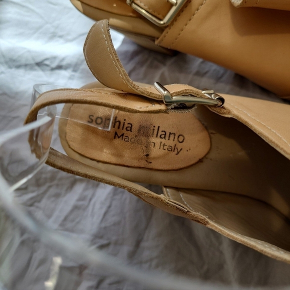 Sophia Milano womens size 7.5  Tan Leather Sling back Sandal made I. ITALY - Picture 6 of 11